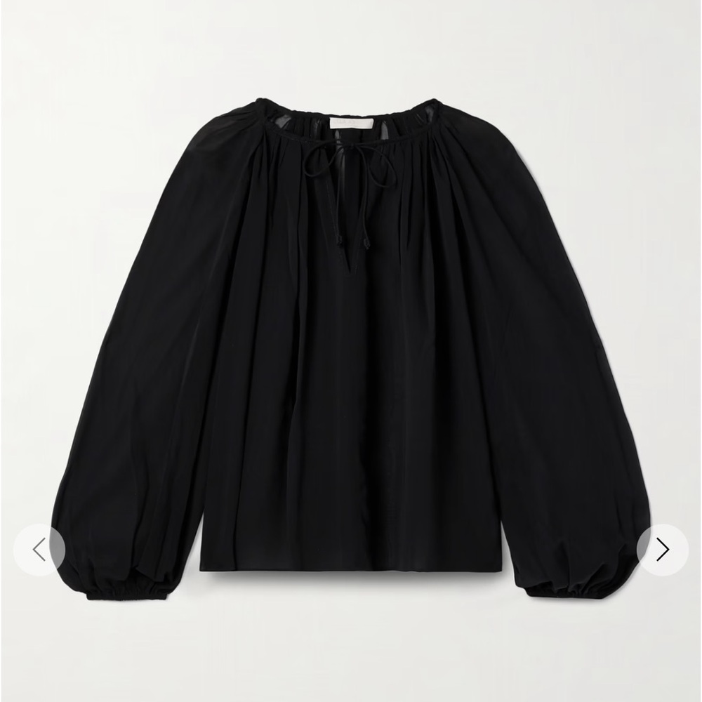 Elegant Black Blouse with Balloon Sleeves